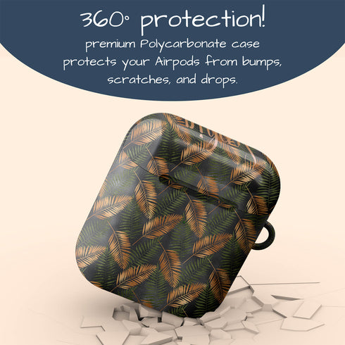 Golden Leaves Custom Name AirPods Case